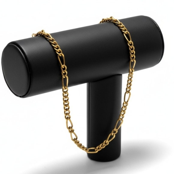 14KGP Stamp Yellow Gold Plated Classic Figaro Style 7.5" Chain Bracelet Vintage - Picture 12 of 16